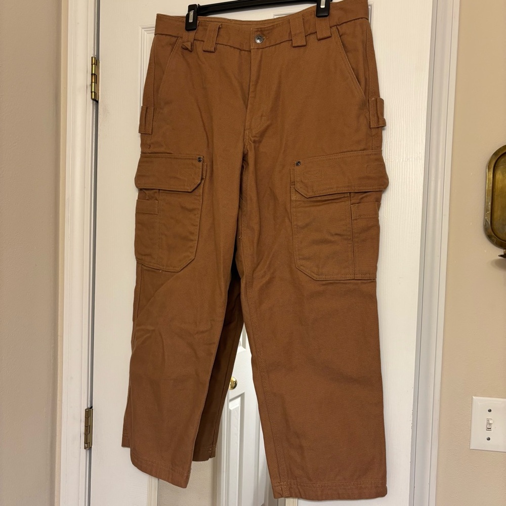 Duluth Trading Co Men's 35x28 Fire Hose Relaxed Fit Cargo Work Pants Cotton
